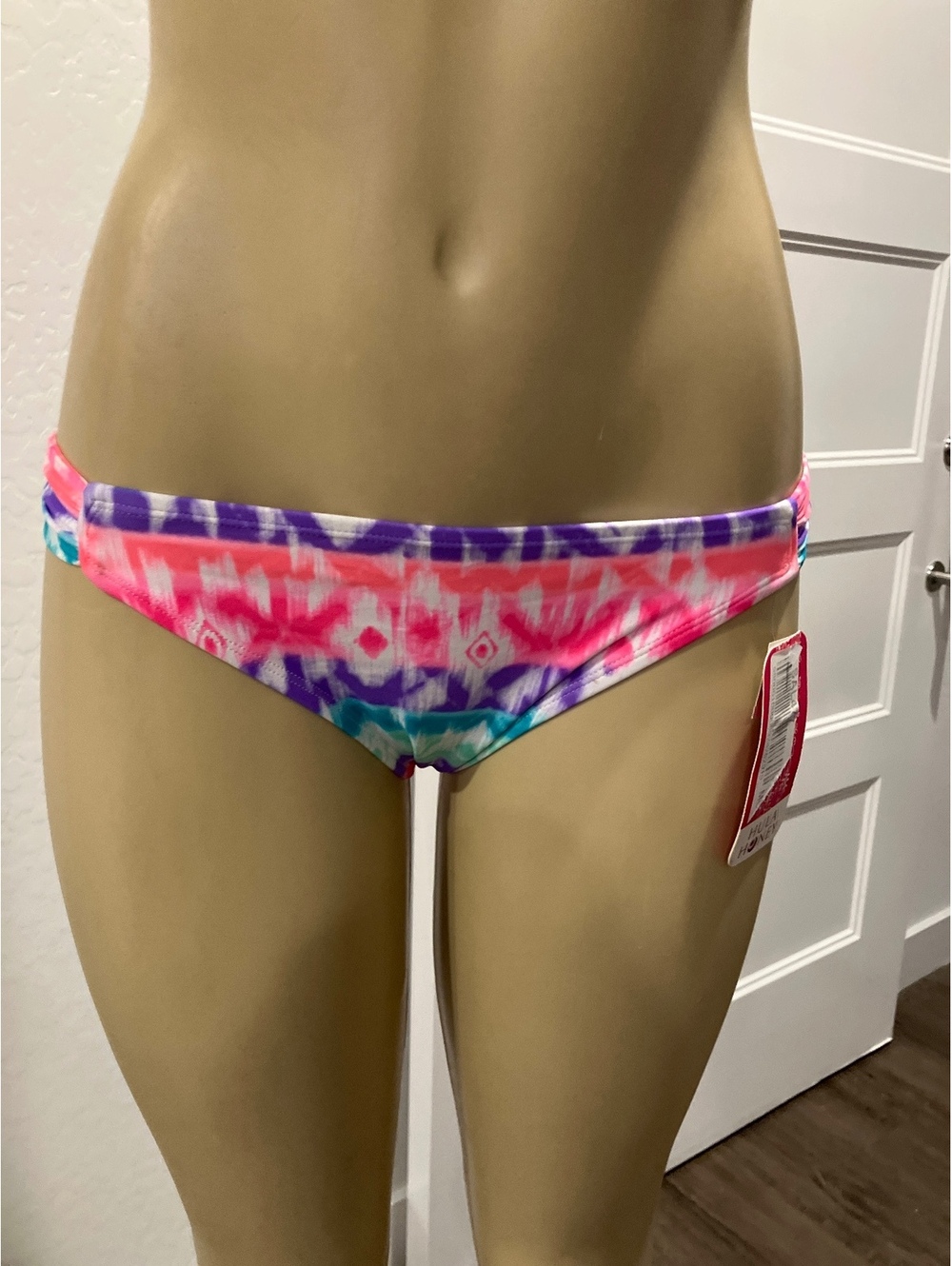 Hula Honey Women's Bikini Bottom , Multi-Color Tie-Dye Print, Size Small